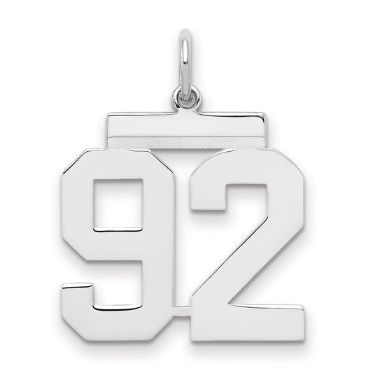Sterling Silver Sterling/Silver Rhodium-Plated Polished Number 92 Charm