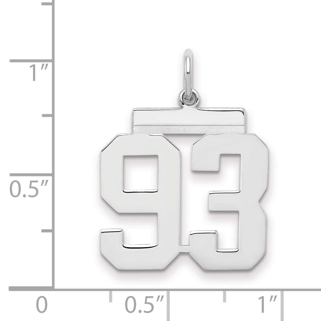 Sterling Silver Sterling/Silver Rhodium-Plated Polished Number 93 Charm