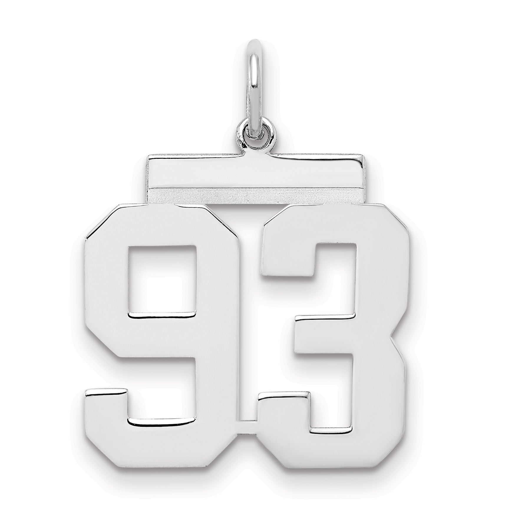Sterling Silver Sterling/Silver Rhodium-Plated Polished Number 93 Charm