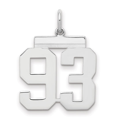 Sterling Silver Sterling/Silver Rhodium-Plated Polished Number 93 Charm