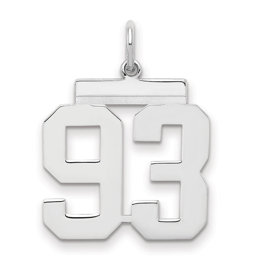 Sterling Silver Sterling/Silver Rhodium-Plated Polished Number 93 Charm
