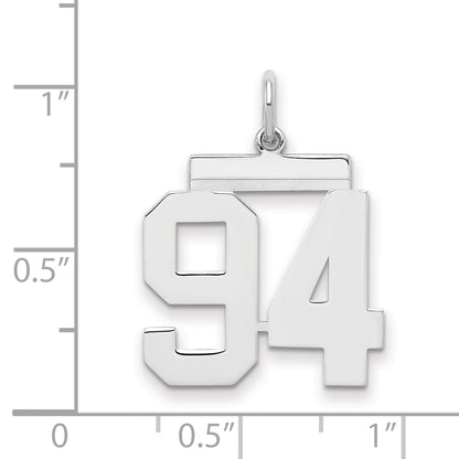 Sterling Silver Sterling/Silver Rhodium-Plated Polished Number 94 Charm