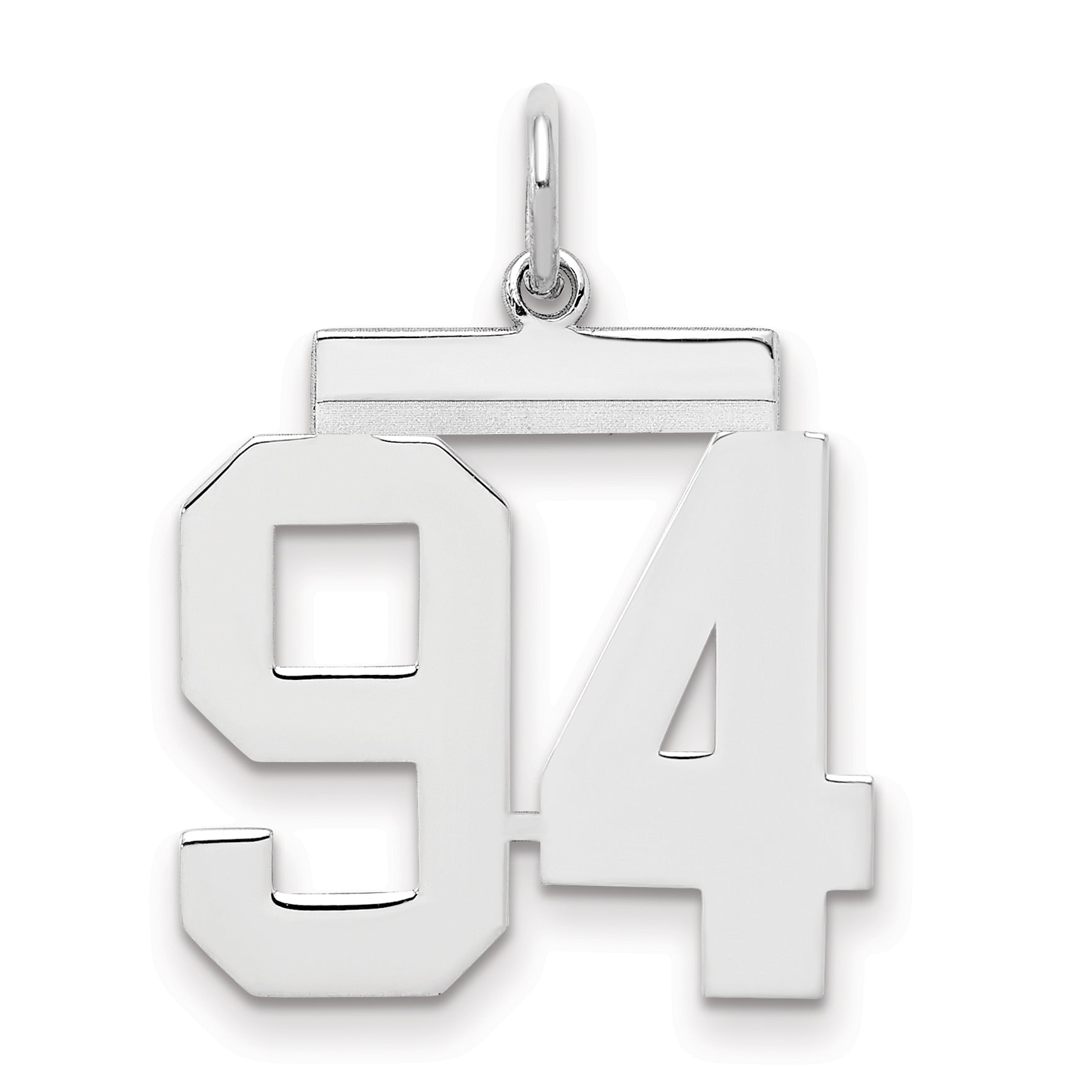 Sterling Silver Sterling/Silver Rhodium-Plated Polished Number 94 Charm