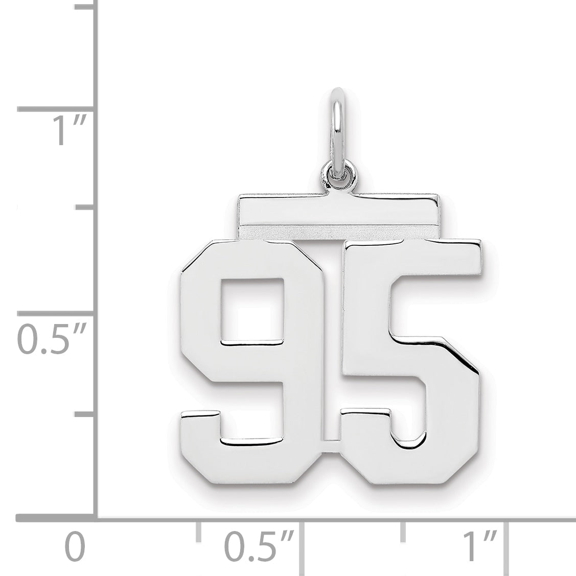 Sterling Silver Sterling/Silver Rhodium-Plated Polished Number 95 Charm