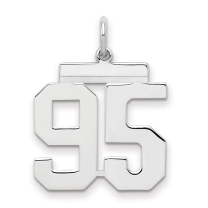 Sterling Silver Sterling/Silver Rhodium-Plated Polished Number 95 Charm