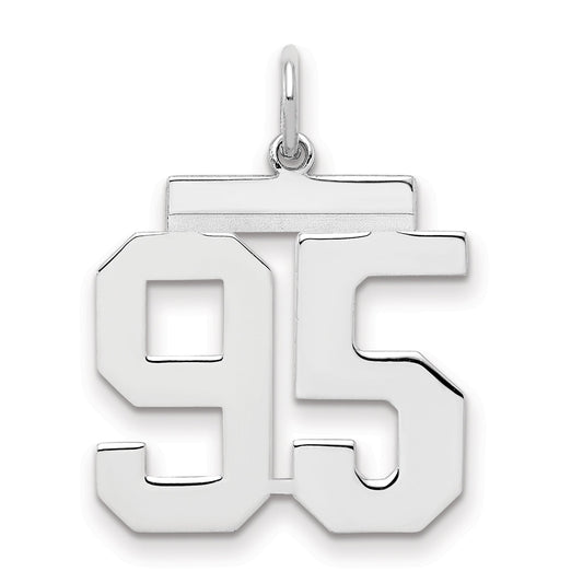 Sterling Silver Sterling/Silver Rhodium-Plated Polished Number 95 Charm