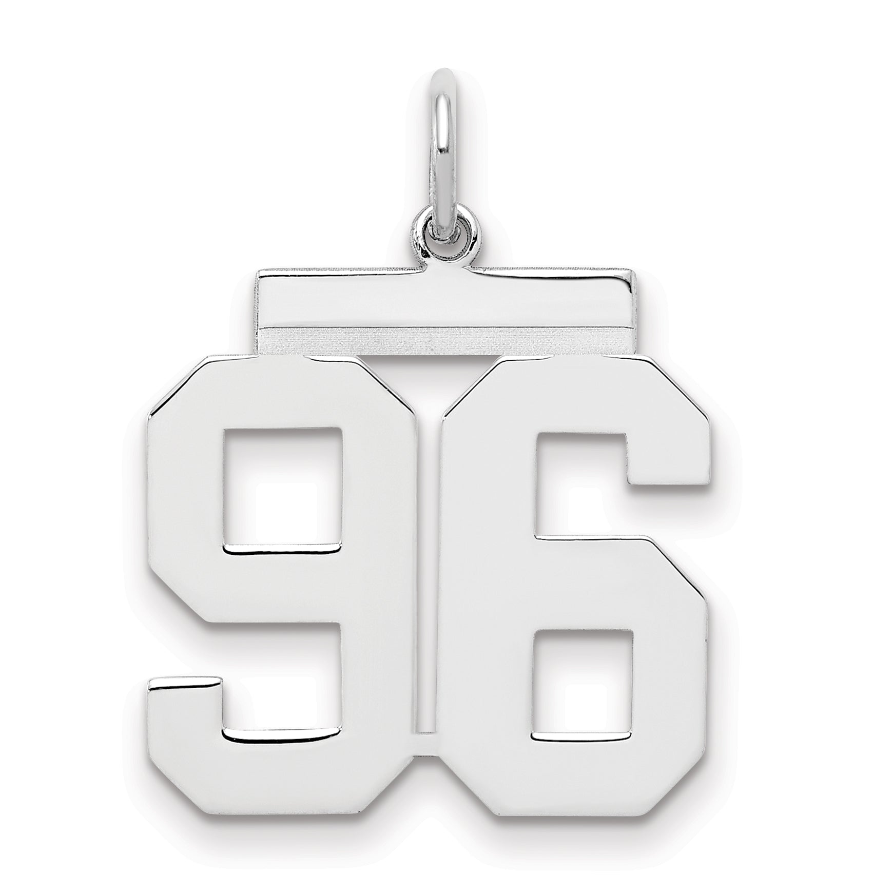 Sterling Silver Sterling/Silver Rhodium-Plated Polished Number 96 Charm