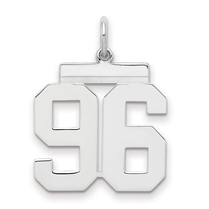 Sterling Silver Sterling/Silver Rhodium-Plated Polished Number 96 Charm