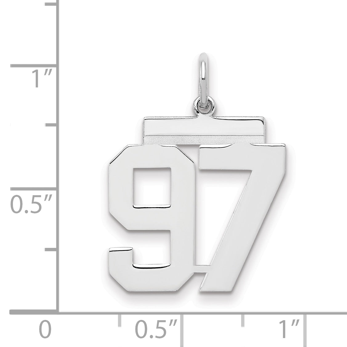 Sterling Silver Sterling/Silver Rhodium-Plated Polished Number 97 Charm