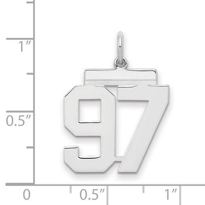 Sterling Silver Sterling/Silver Rhodium-Plated Polished Number 97 Charm