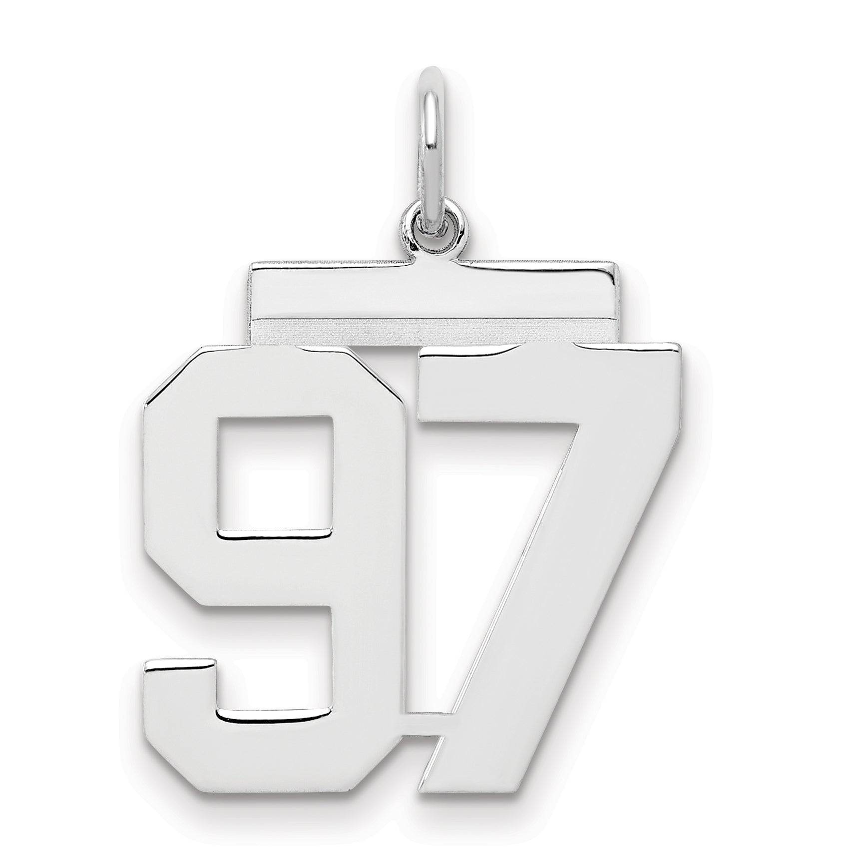 Sterling Silver Sterling/Silver Rhodium-Plated Polished Number 97 Charm