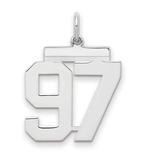 Sterling Silver Sterling/Silver Rhodium-Plated Polished Number 97 Charm