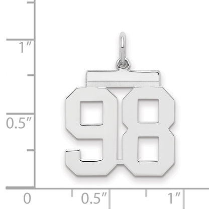 Sterling Silver Sterling/Silver Rhodium-Plated Polished Number 98 Charm