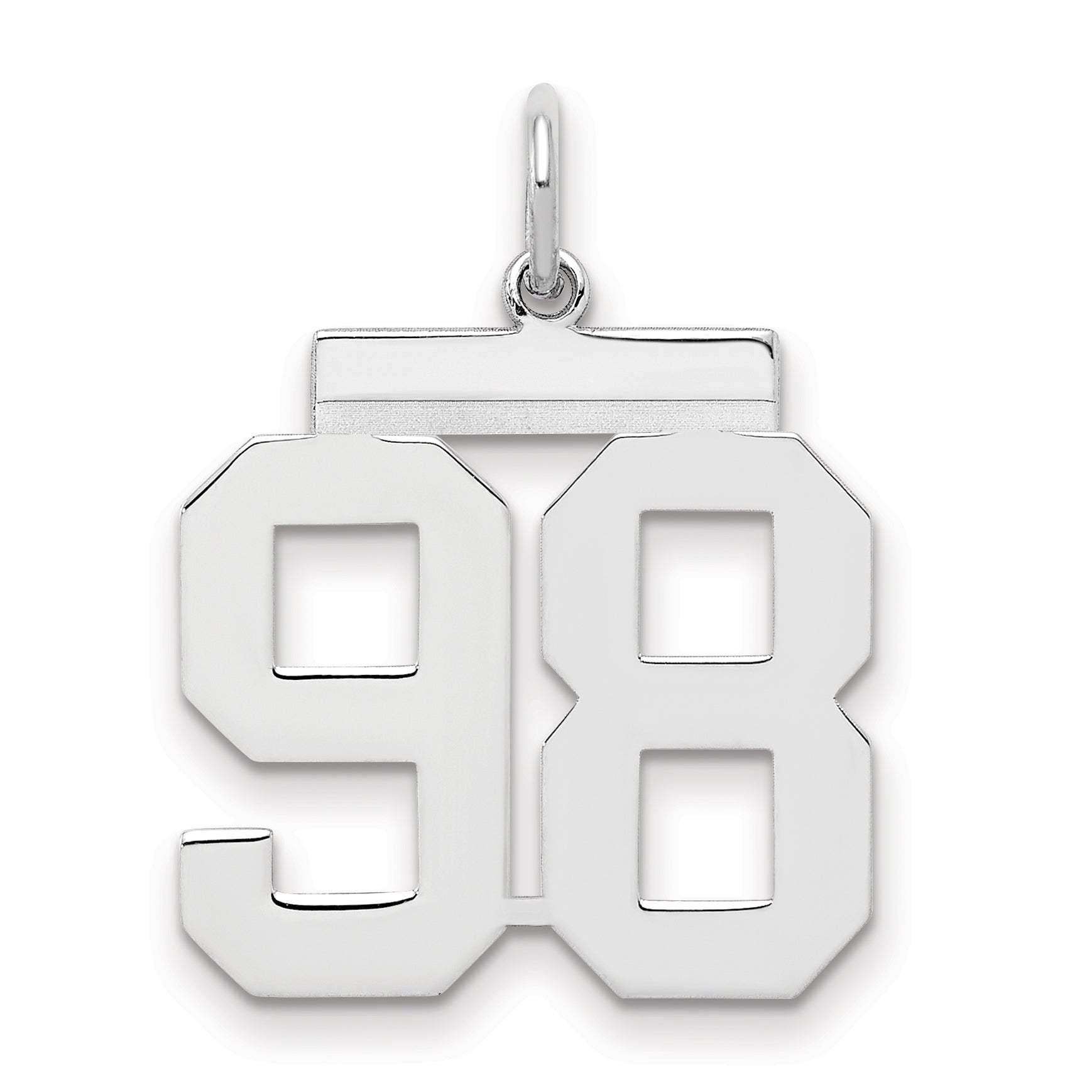 Sterling Silver Sterling/Silver Rhodium-Plated Polished Number 98 Charm