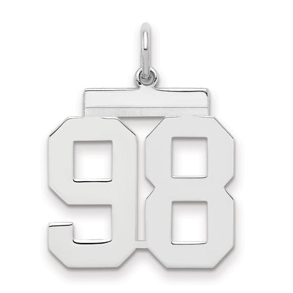 Sterling Silver Sterling/Silver Rhodium-Plated Polished Number 98 Charm