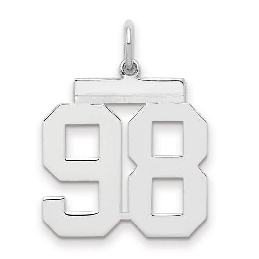 Sterling Silver Sterling/Silver Rhodium-Plated Polished Number 98 Charm