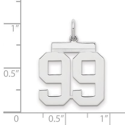 Sterling Silver Sterling/Silver Rhodium-Plated Polished Number 99 Charm
