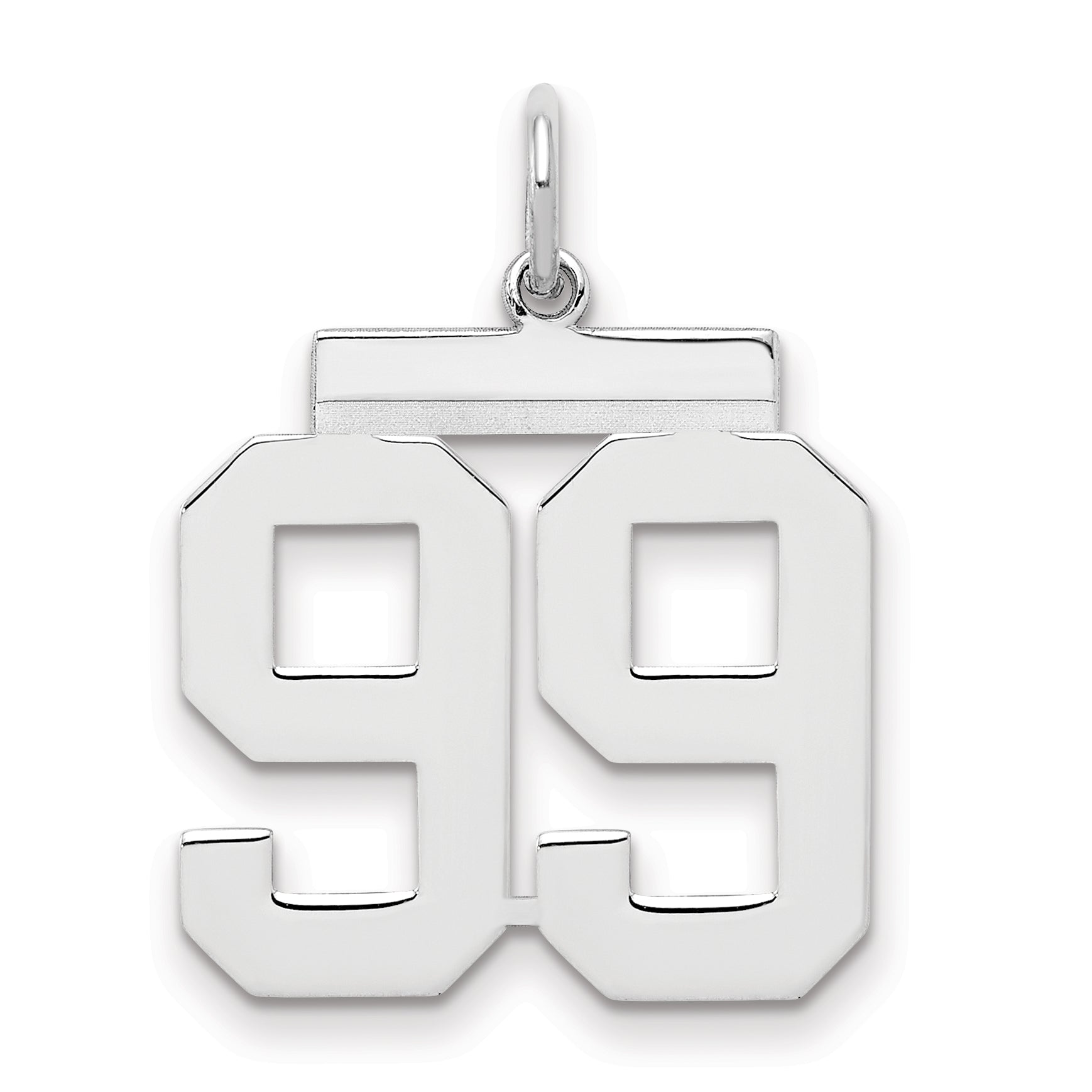 Sterling Silver Sterling/Silver Rhodium-Plated Polished Number 99 Charm