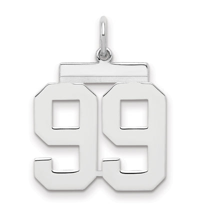 Sterling Silver Sterling/Silver Rhodium-Plated Polished Number 99 Charm