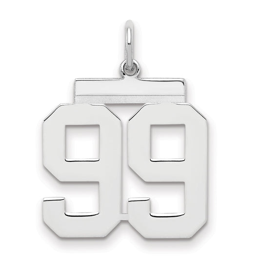 Sterling Silver Sterling/Silver Rhodium-Plated Polished Number 99 Charm