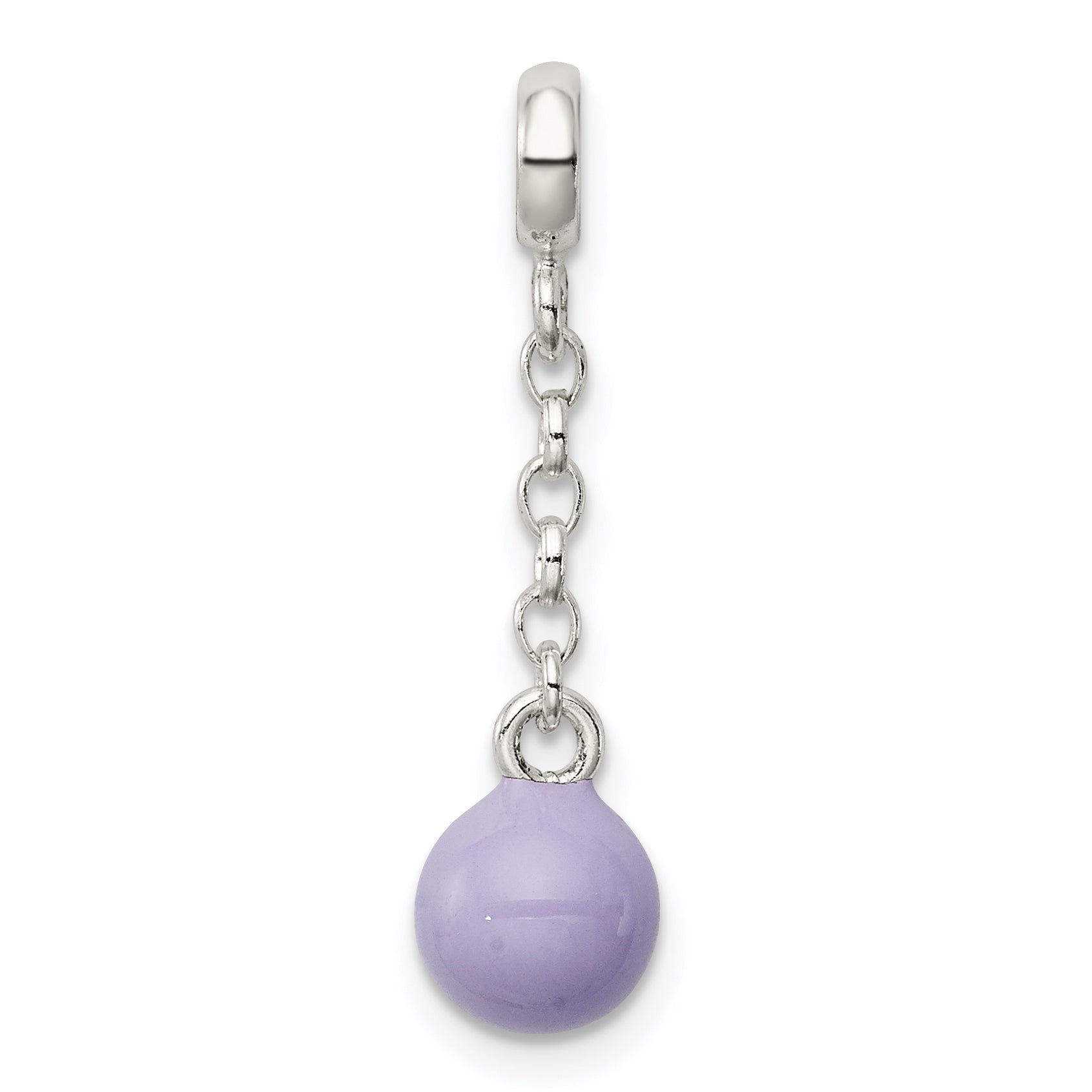 Sterling Silver Lilac Enamel Bead 1/2In Dangle Enhancer