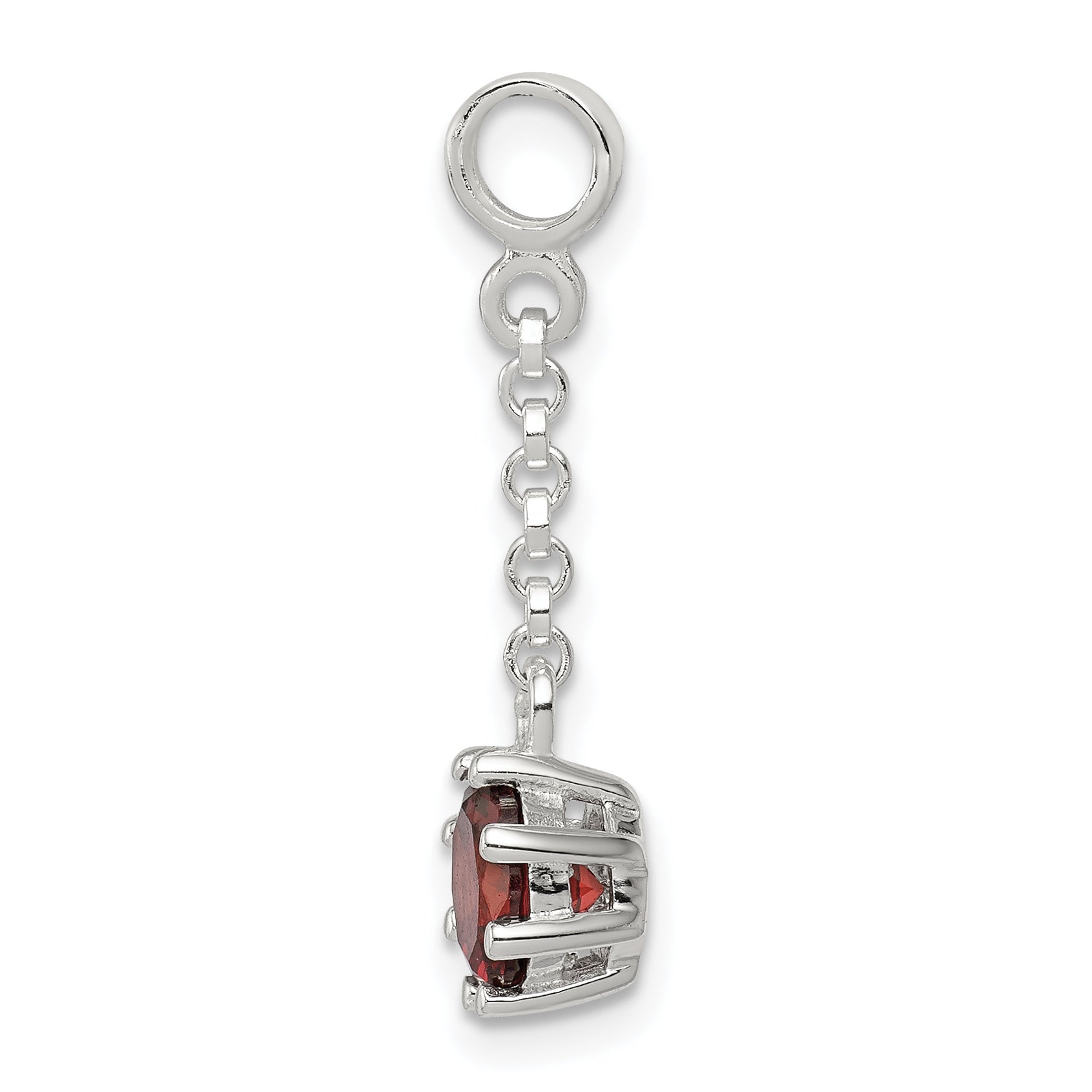 Sterling Silver Dark Red Cz 1/2In Dangle Enhancer