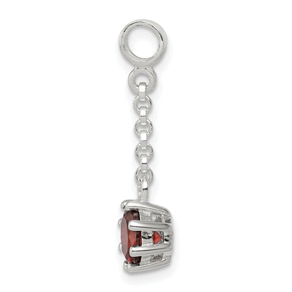 Sterling Silver Dark Red Cz 1/2In Dangle Enhancer