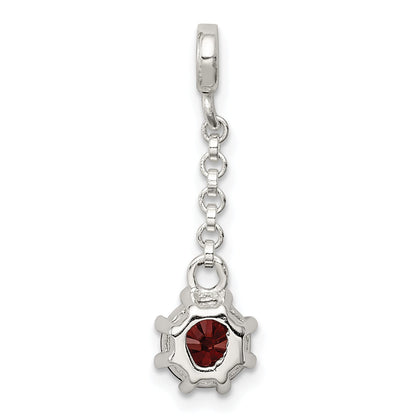 Sterling Silver Dark Red Cz 1/2In Dangle Enhancer