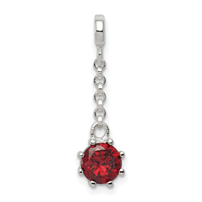 Sterling Silver Dark Red Cz 1/2In Dangle Enhancer