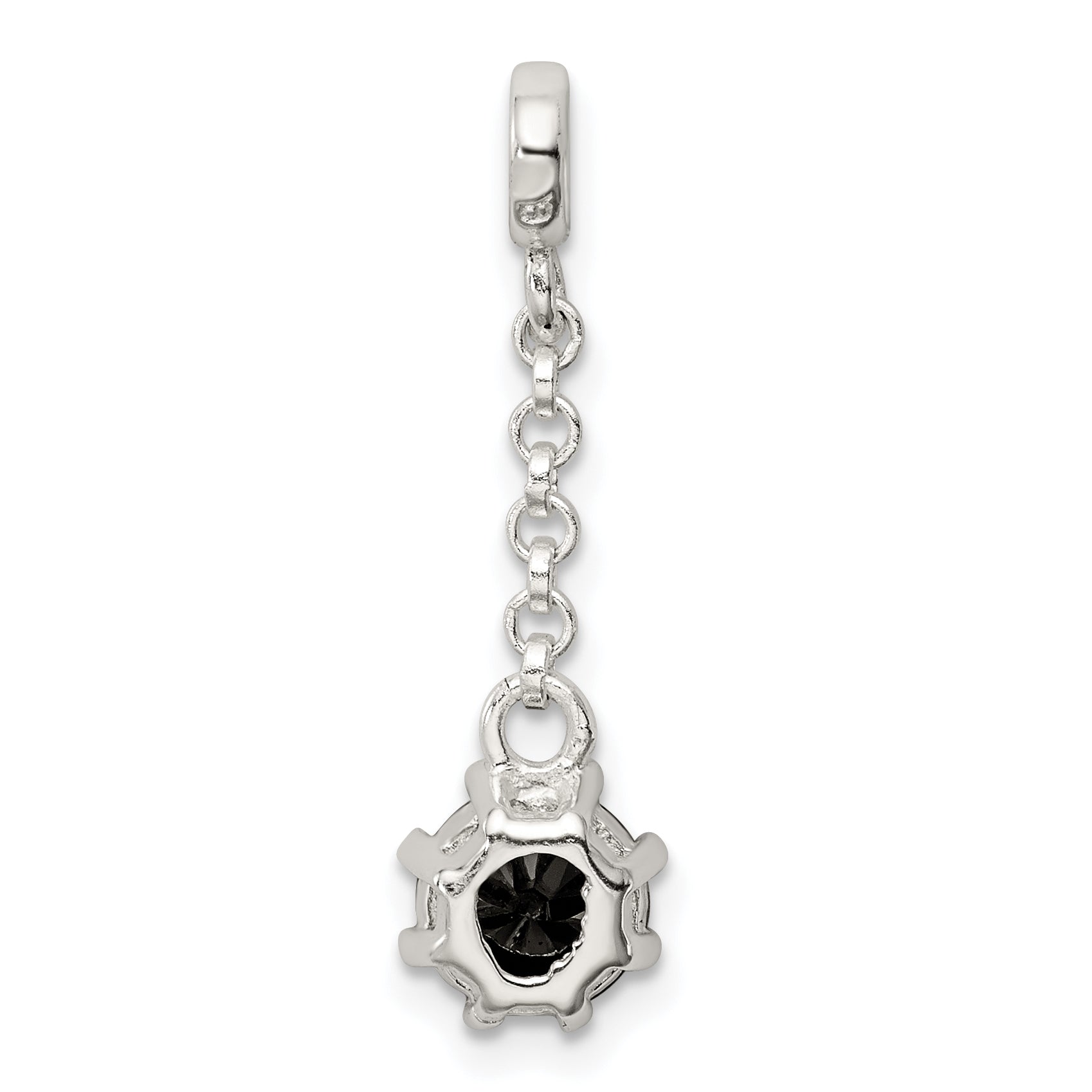 Sterling Silver Black Cz 1/2In Dangle Enhancer