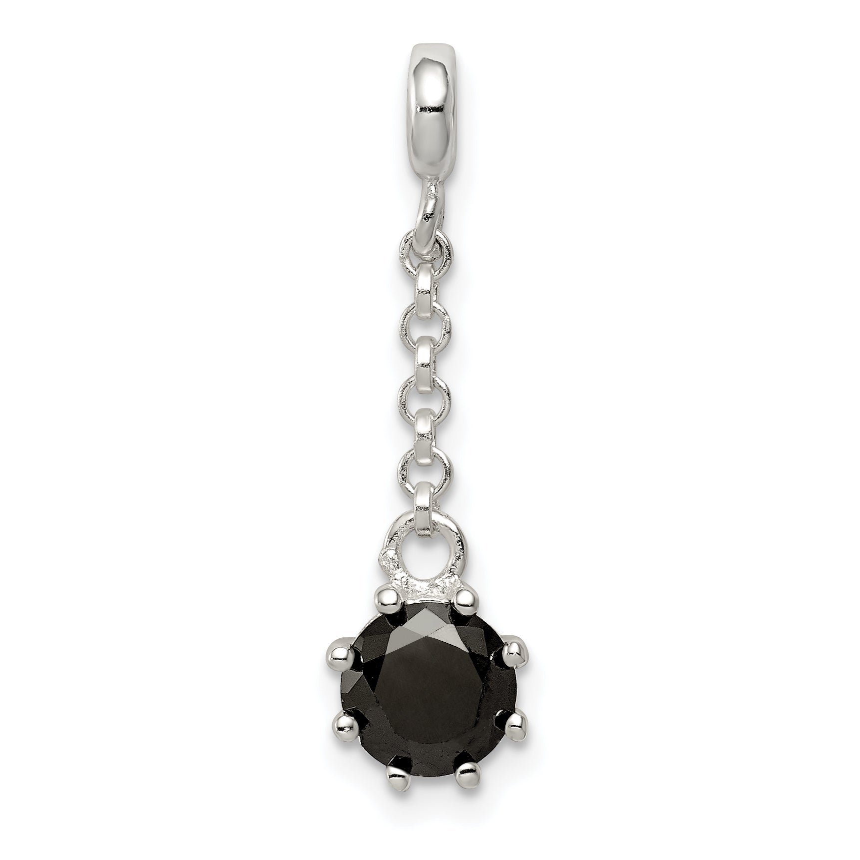 Sterling Silver Black Cz 1/2In Dangle Enhancer