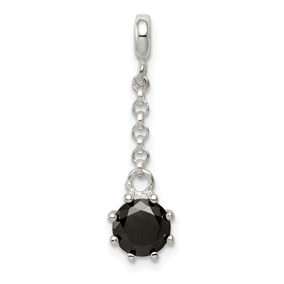 Sterling Silver Black Cz 1/2In Dangle Enhancer