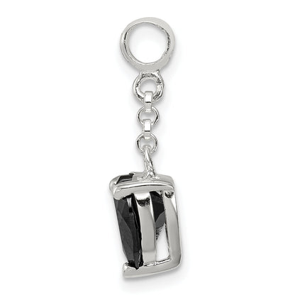 Sterling Silver Black Cz Heart 1/2In Dangle Enhancer