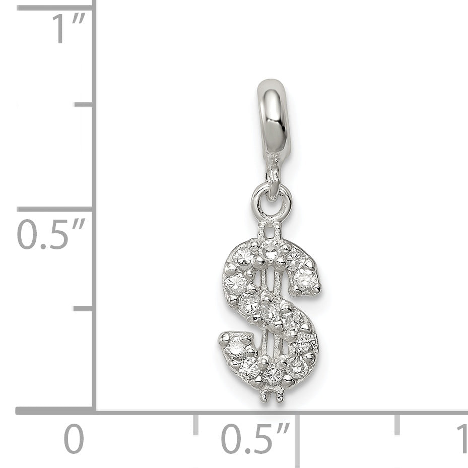 Sterling Silver Cz Dollar Sign Enhancer