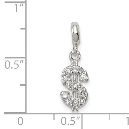 Sterling Silver Cz Dollar Sign Enhancer