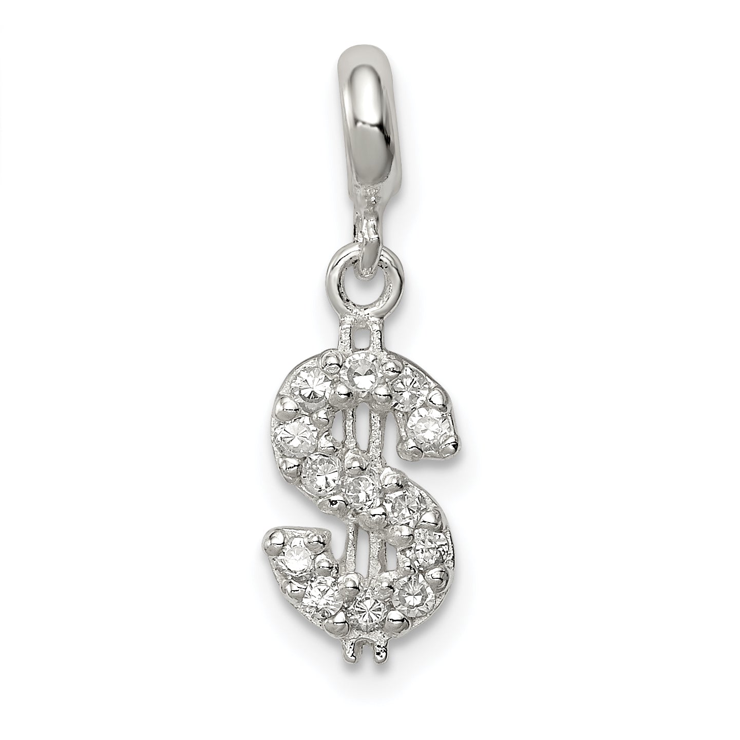 Sterling Silver Cz Dollar Sign Enhancer