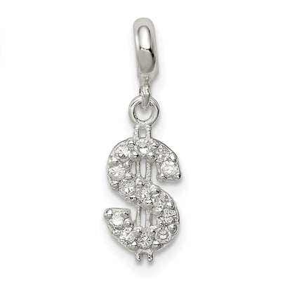 Sterling Silver Cz Dollar Sign Enhancer
