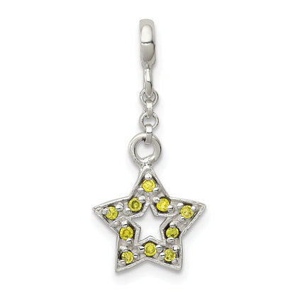 Sterling Silver Green Cz Star 1/2In Dangle Enhancer