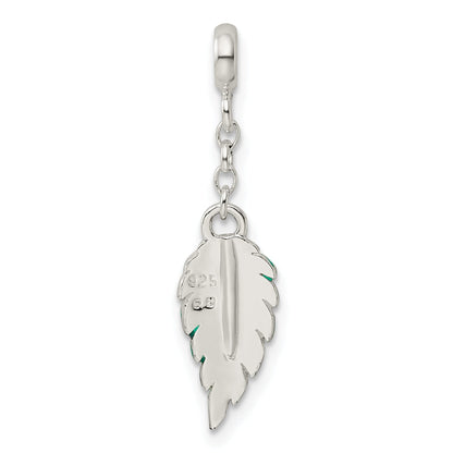 Sterling Silver Green Enameled Leaf 1/2In Dangle Enhancer