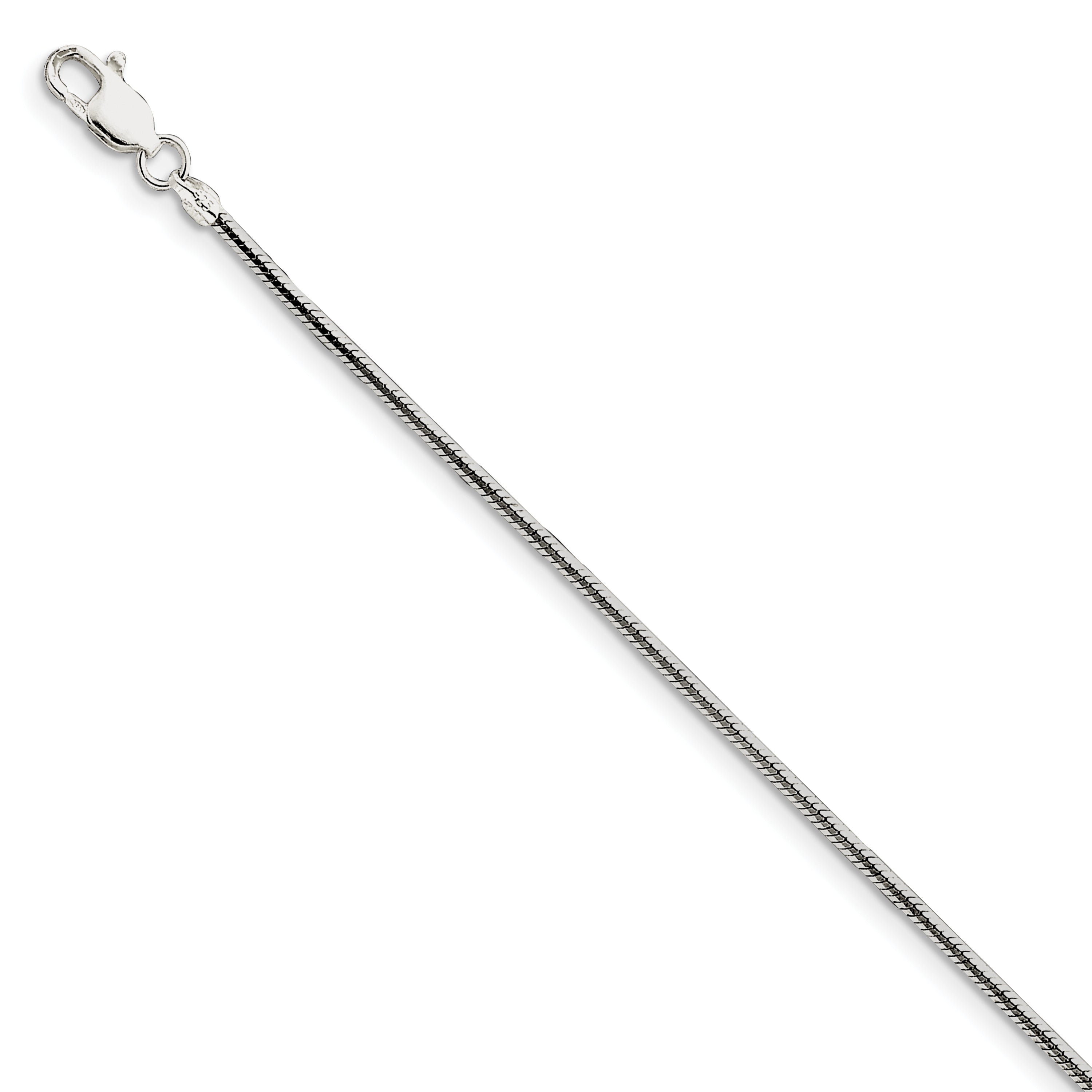 8 Inch Sterling Silver 1.65mm Octagonal Snake Chain Bracelet