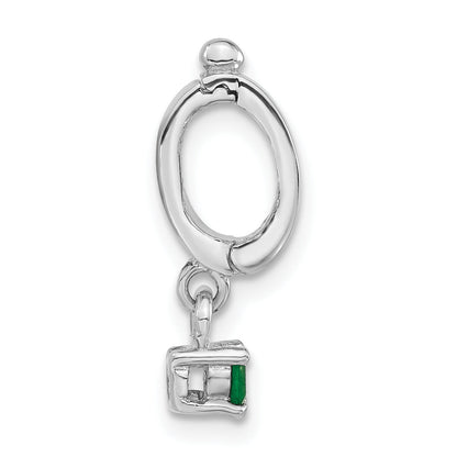 Sterling Silver Polished Green Cz Hinged Pendant