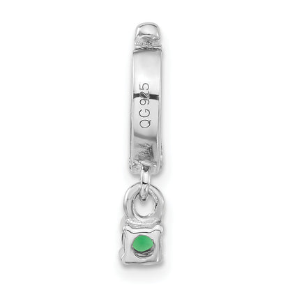 Sterling Silver Polished Green Cz Hinged Pendant