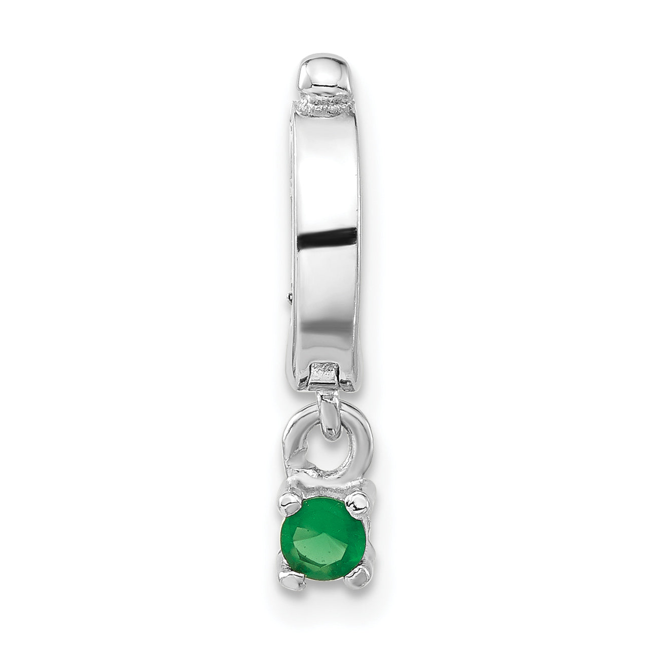 Sterling Silver Polished Green Cz Hinged Pendant
