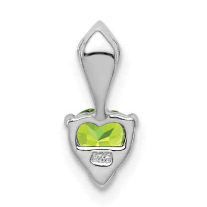 Sterling Silver Rhodium-Plated Diamond And Peridot Heart Pendant