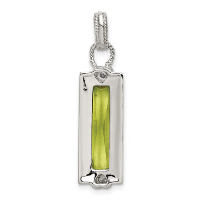 Sterling Silver & Vermeil Light Green Cz Pendant