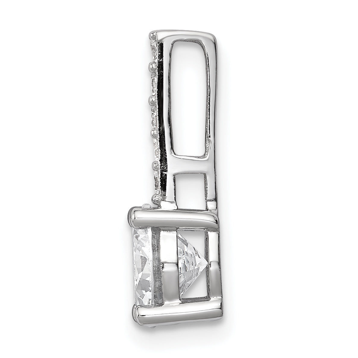 Sterling Silver Rhodium-Plated Cz Pendant