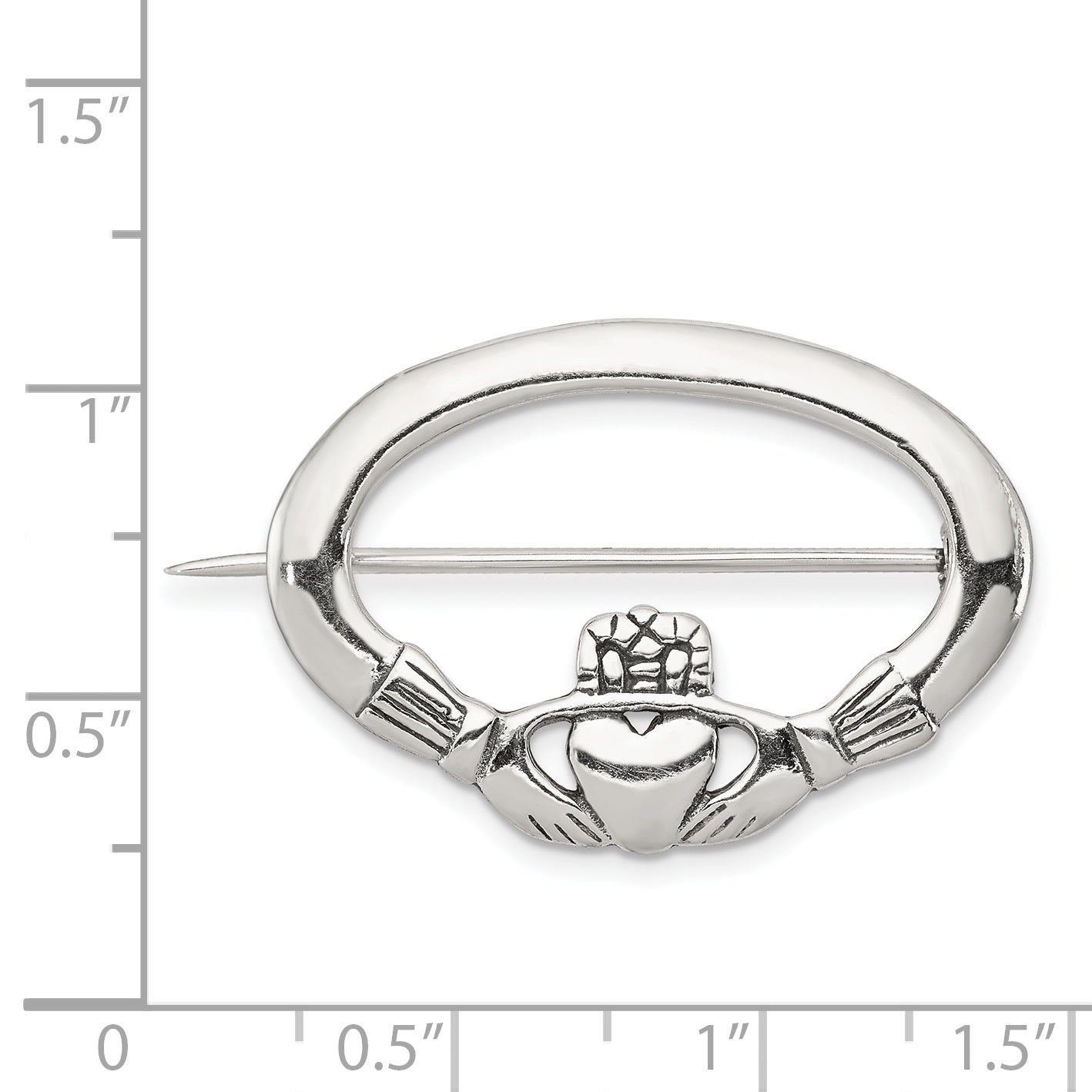 Sterling Silver Antiqued Claddagh Pin