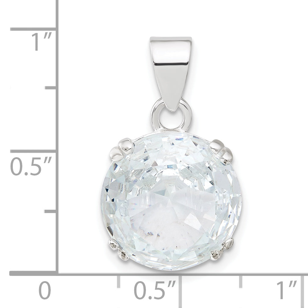 Sterling Silver Round Clear Cz Pendant