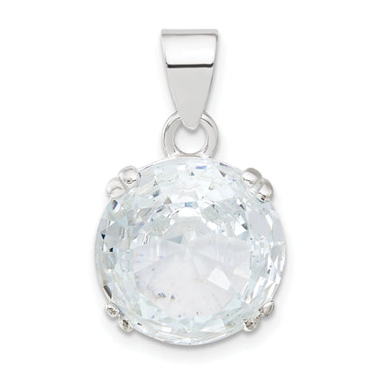 Sterling Silver Round Clear Cz Pendant