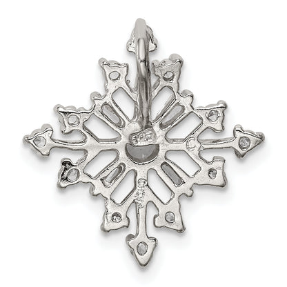 Sterling Silver Rhodium-Plated Cz Snowflake Slide